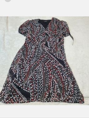 NWT‎ Voir Voir Black Floral Romantic Office Classic Short Sleeve Midi Dress 10